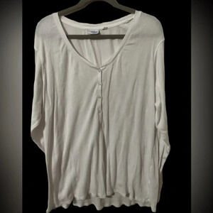 Women’s Indigo White Ribbed Long Sleeve Size 2X Sleep Shirt